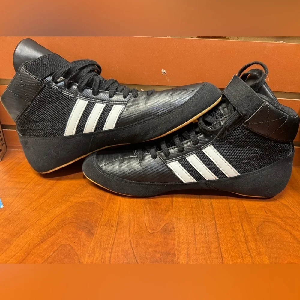 Adidas Black and White High-Top Athletic Shoes